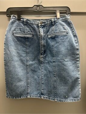 100% Cotton Blue Denim Pencil Skirt - Women's